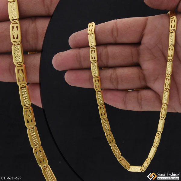 1 Gram Gold Plated Hand-Crafted Design Nawabi Chain for Men - Style D529