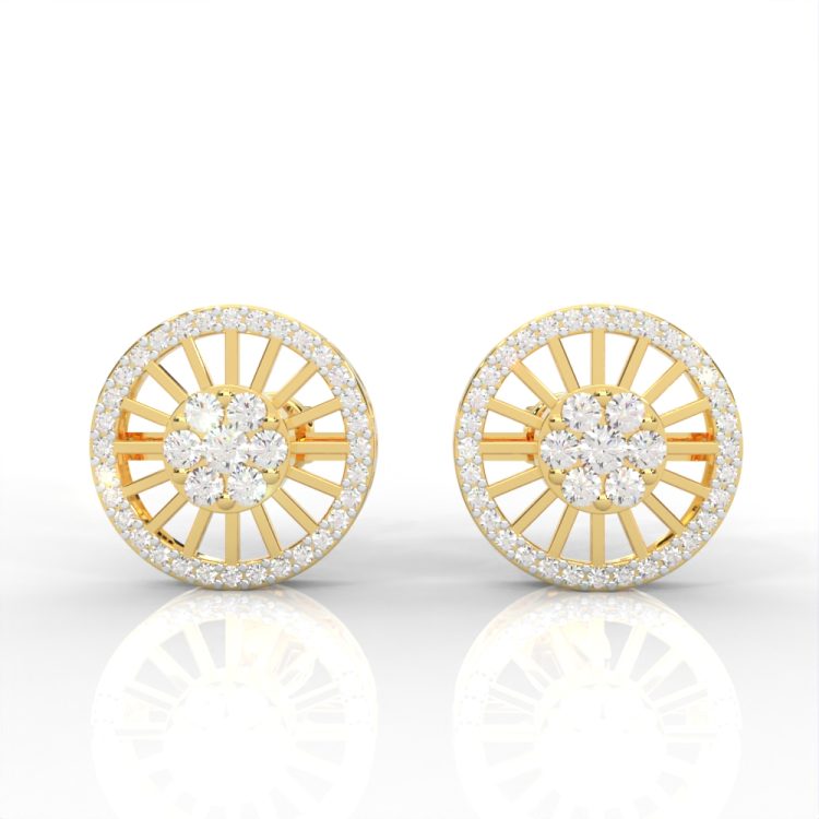 Tritiya Radiant Wheel Diamond Stud Earrings
