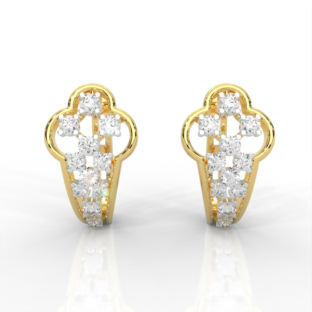 Classic Clover Diamond Hoop Earrings