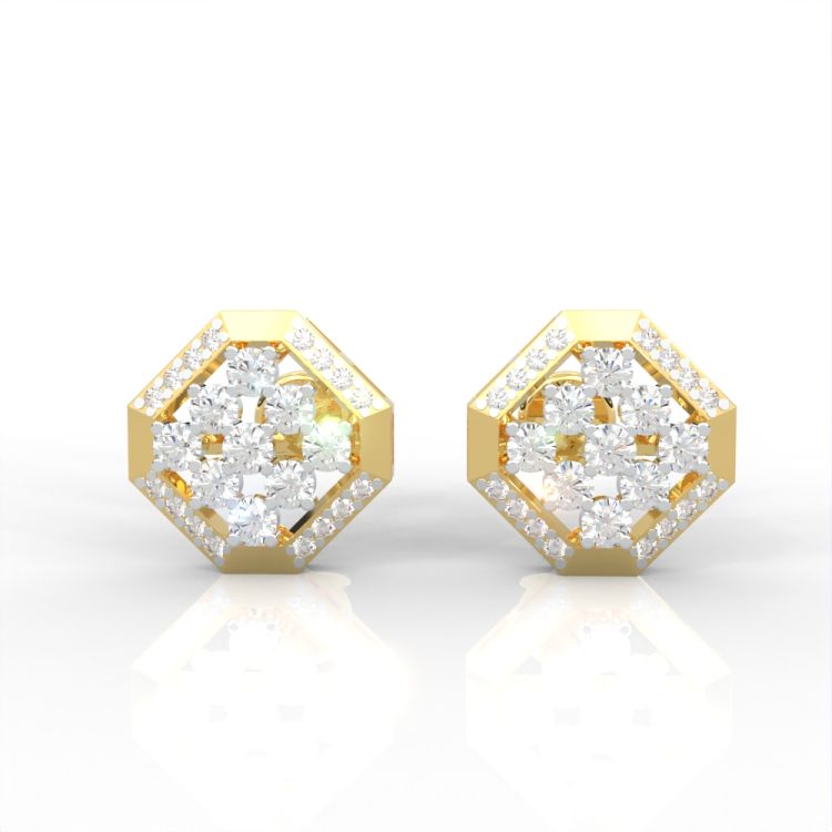 Diamond Octagon Sparkle Stud Earrings
