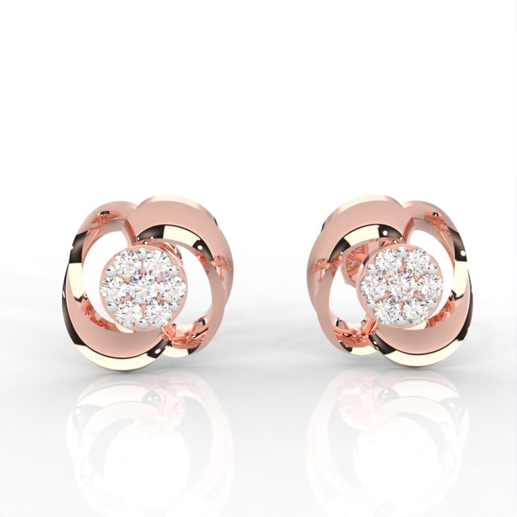 Tritiya Twirl Diamond Stud Earrings