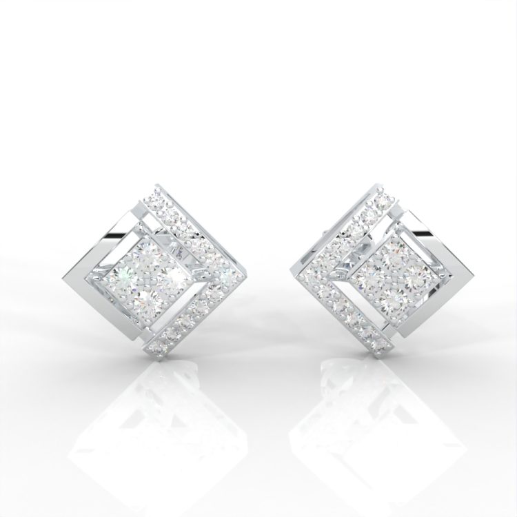 Diamond Radiance Geometric Stud Earrings
