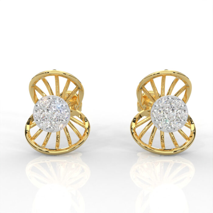 DE26121 Radiant Yellow Gold Diamond Earrings