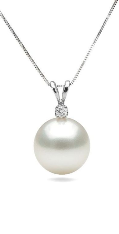 Classic Diamond Pearl Solitaire Pendant