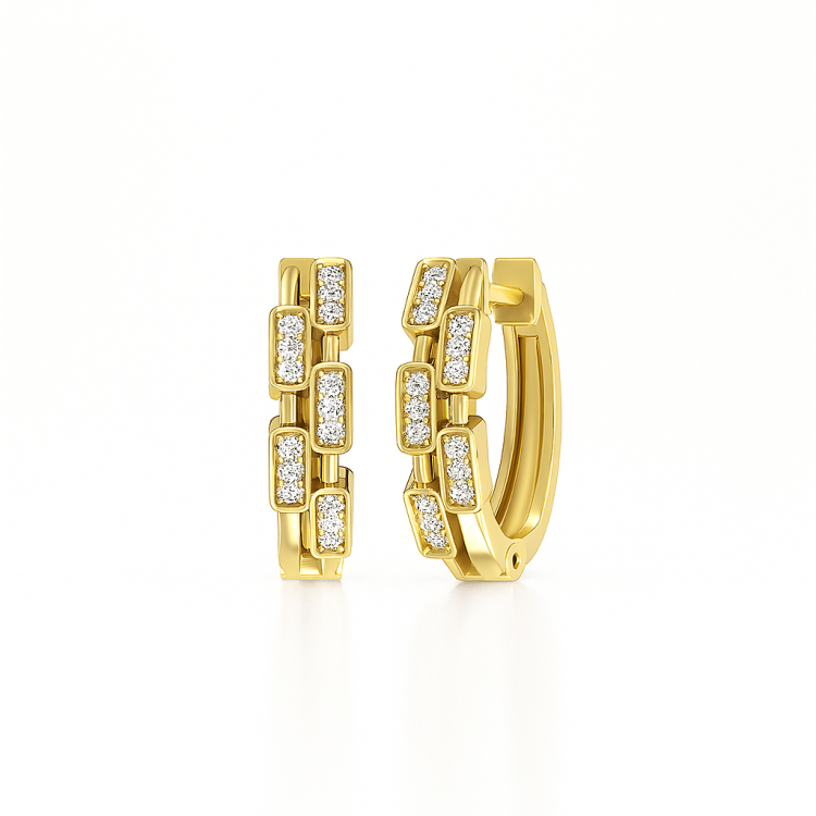 Aurora Brick Diamond Huggie Earrings