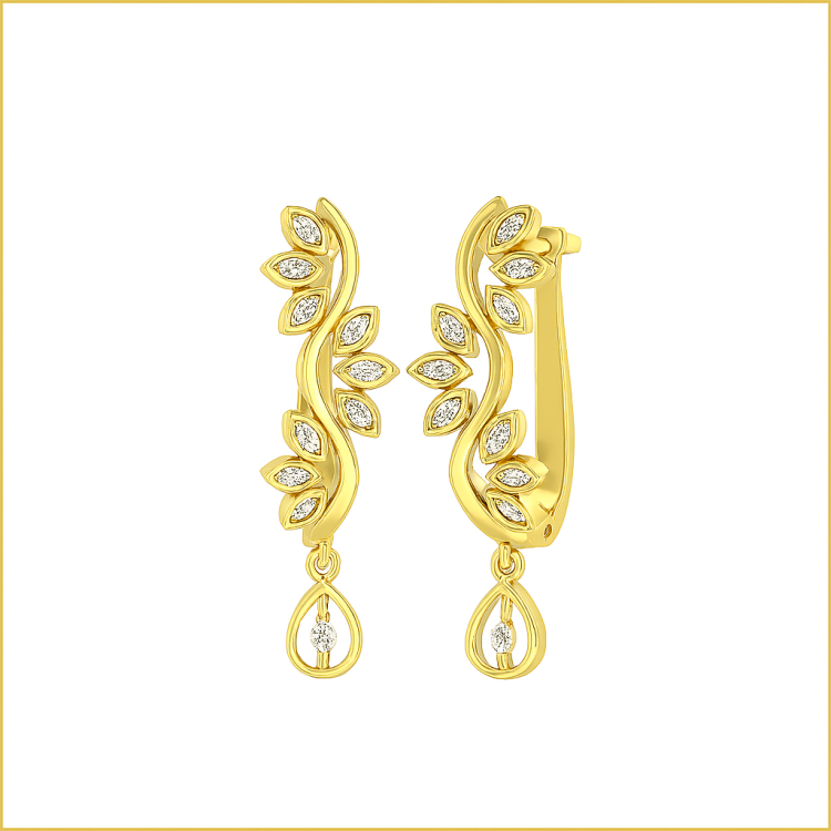 Leaf Drop Diamond Earrings