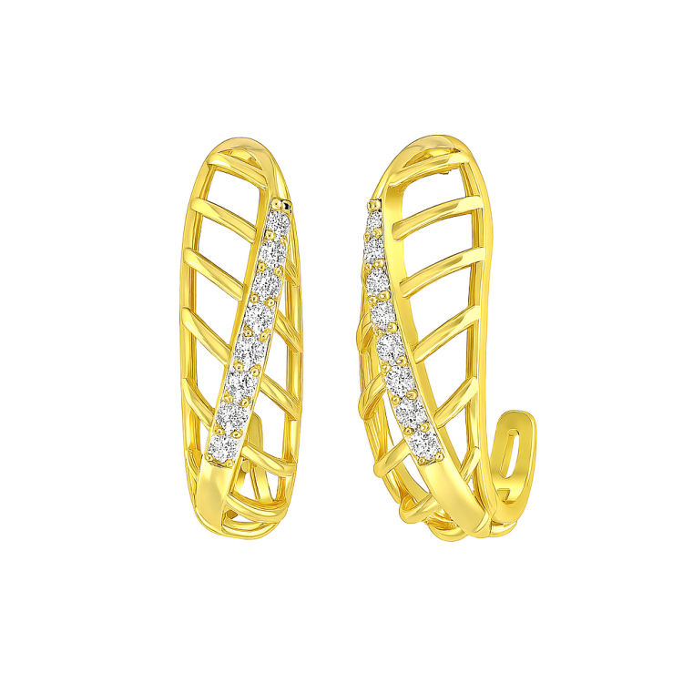 Lattice Gleam Diamond Hoop Earrings