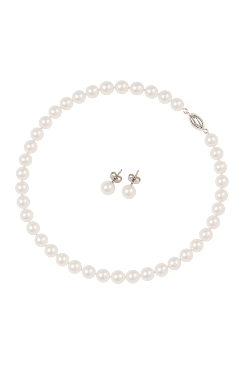 Graceful Pearl Necklace & Earring Set