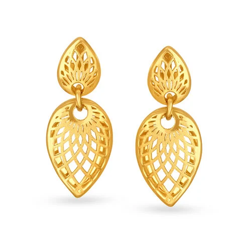 Lattice Drop Gold Dangle Earrings