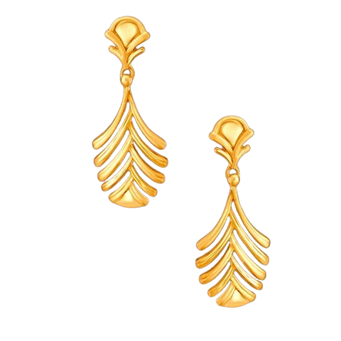 Fern Cascade Gold Drop Earrings