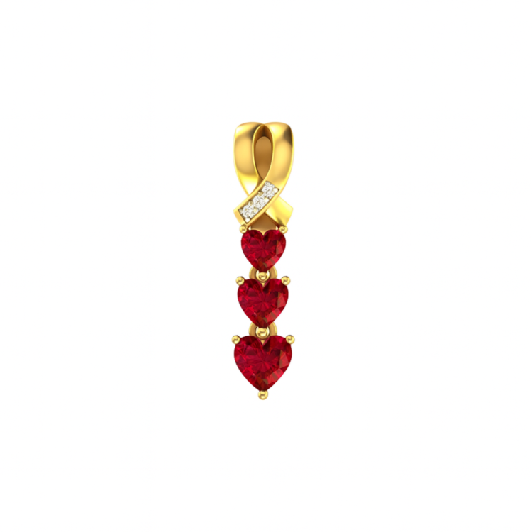 Triple Ruby Heart Pendant