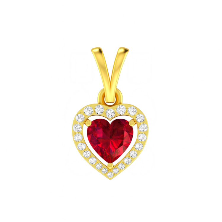 Ruby Heart Halo Diamond Pendant