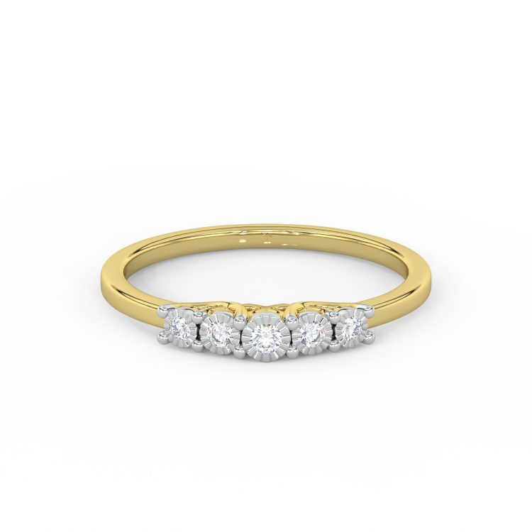 Golden Five-Stone Diamond Stacking Ring