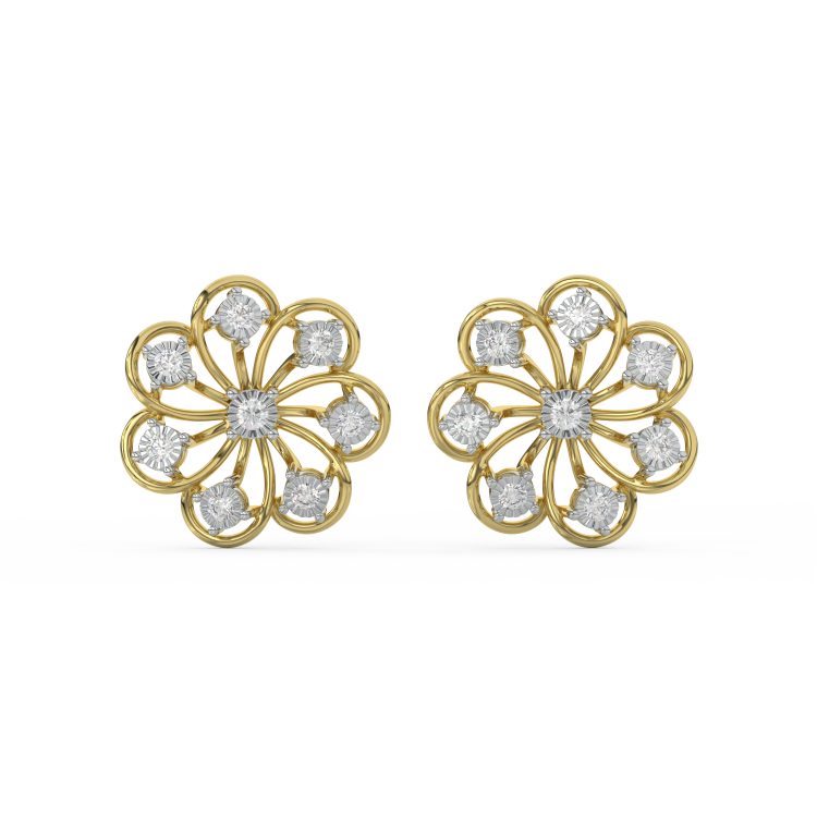 Whirling Petals Diamond Stud Earrings