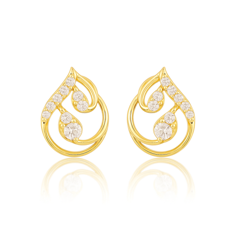 Contemporary Teardrop Diamond Studs