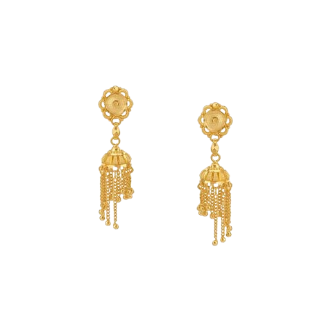 Classic Cascade Gold Jhumka Earrings
