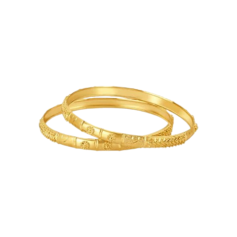 Heritage Floral & Textured Bangle Pair