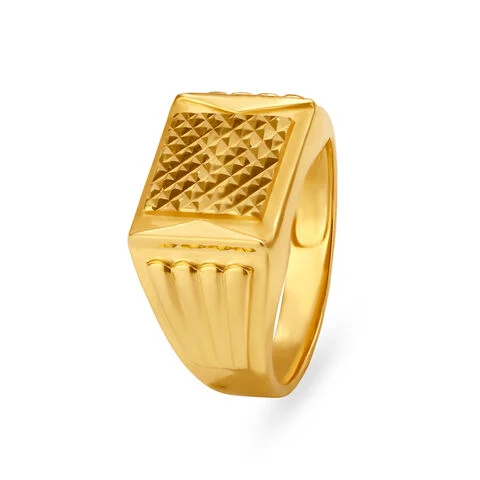 Textured Command Gold Signet Ring