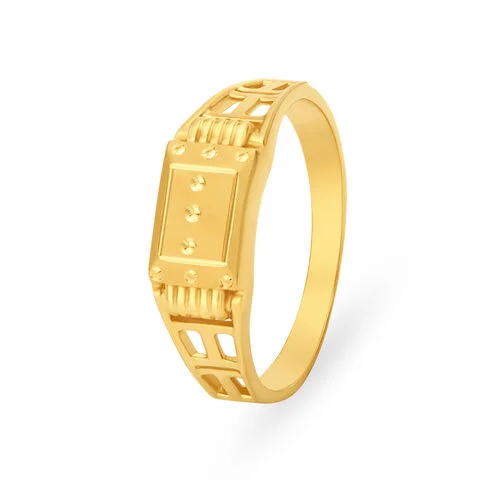 Architectural Bar Detail Gold Ring
