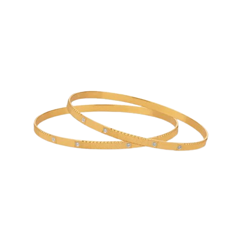 Diamond-Accented Textured Bangle Set (Pair)