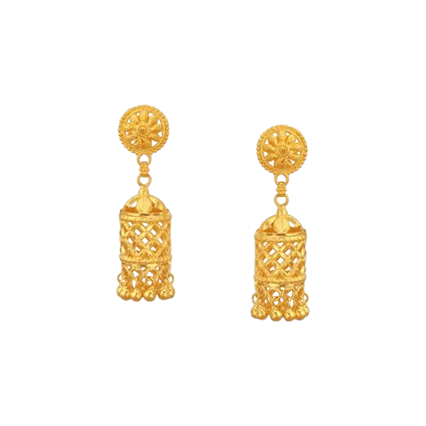 Intricate Lattice Gold Drop Earrings