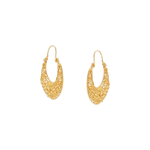 Intricate Filigree Gold Hoops