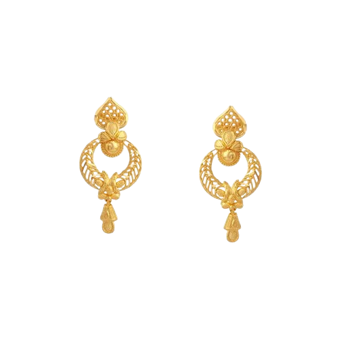 Golden Hoop Jhumki Dangler Earrings