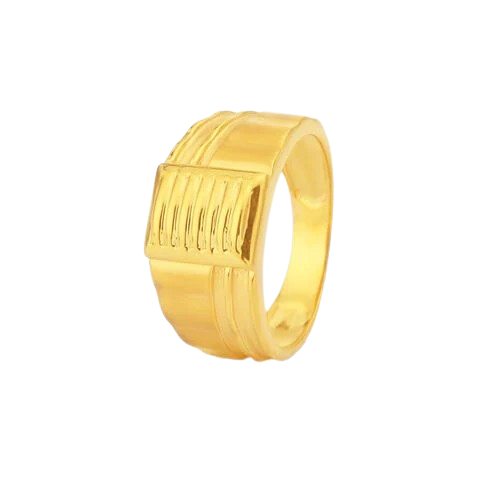 Architectural Ribbed Gold Band