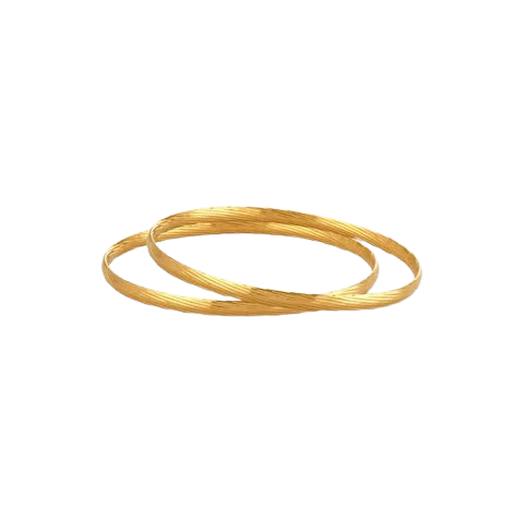 Golden Ribbed Stack Bangle Set (Pair)