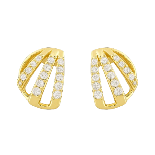 Contemporary Fan Diamond Stud Earrings