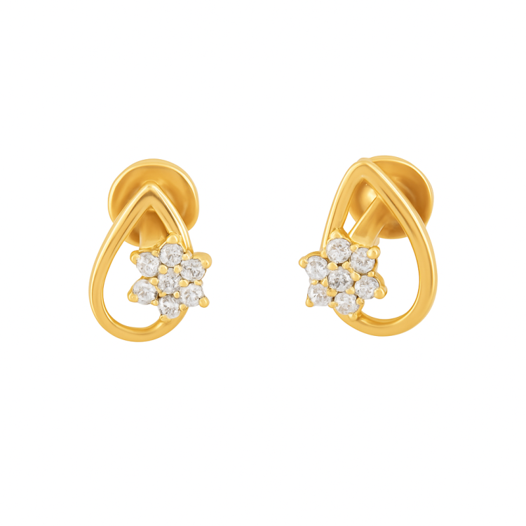 Diamond & Gold Teardrop Studs