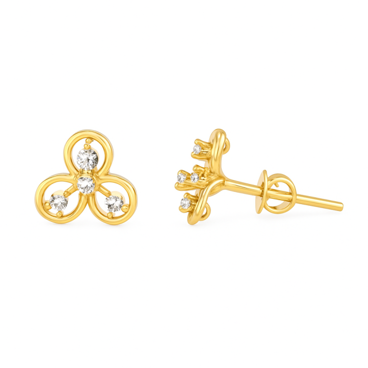 Diamond Clover Cluster Studs