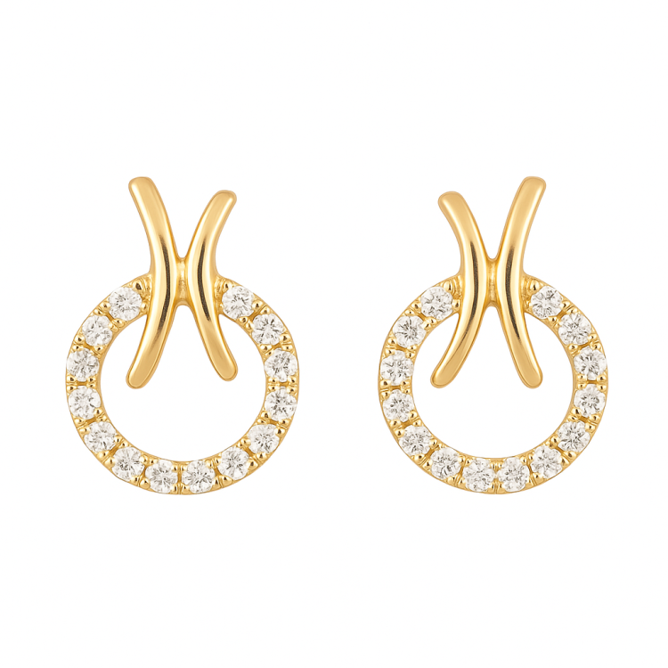 Diamond Circle X-Stud Earrings