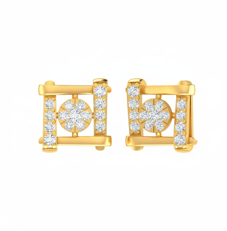 Architectural Bloom Diamond Studs