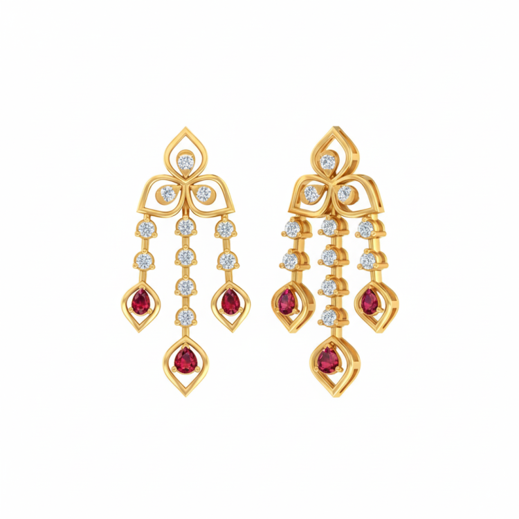 Regal Ruby Chandelier Drop Earrings