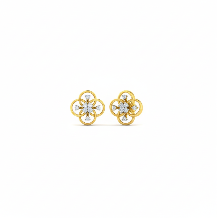 Clover Diamond Stud Earrings