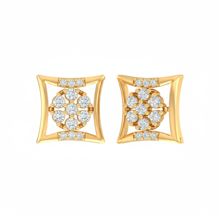 Cushion Frame Bloom Diamond Studs