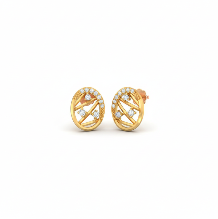Two-Tone Pave Orbit Diamond Studs