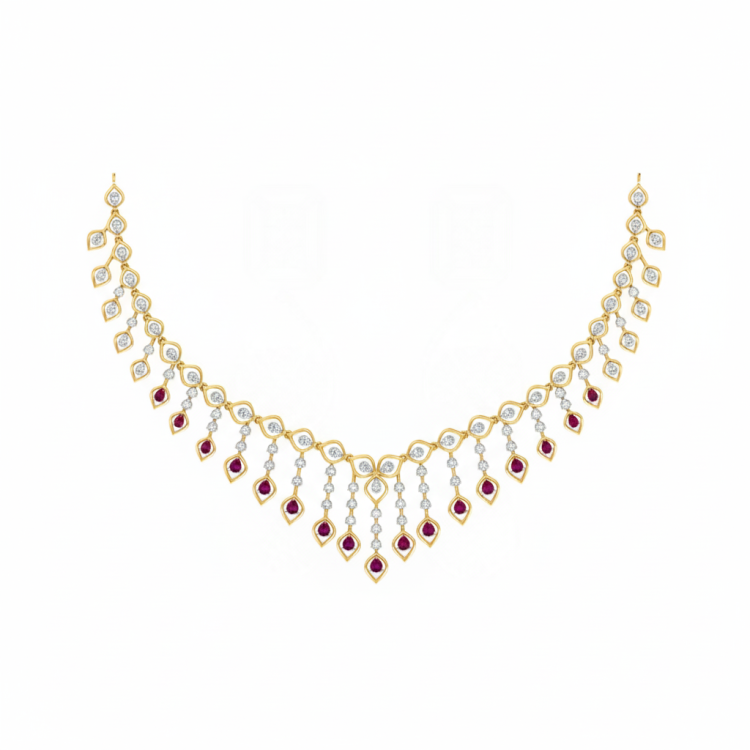 Ruby Dewdrop Diamond Collar Necklace