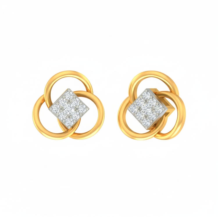 Trinity Knot Diamond Stud Earrings