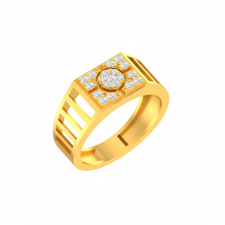 Quad Diamond Signet Ring