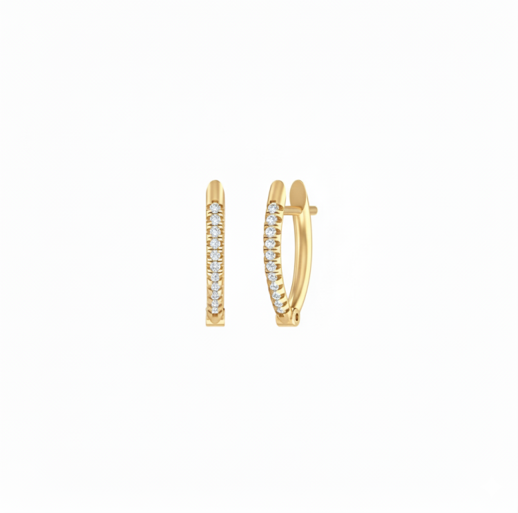 Two-Tone Channel-Set Diamond Huggie Hoops
