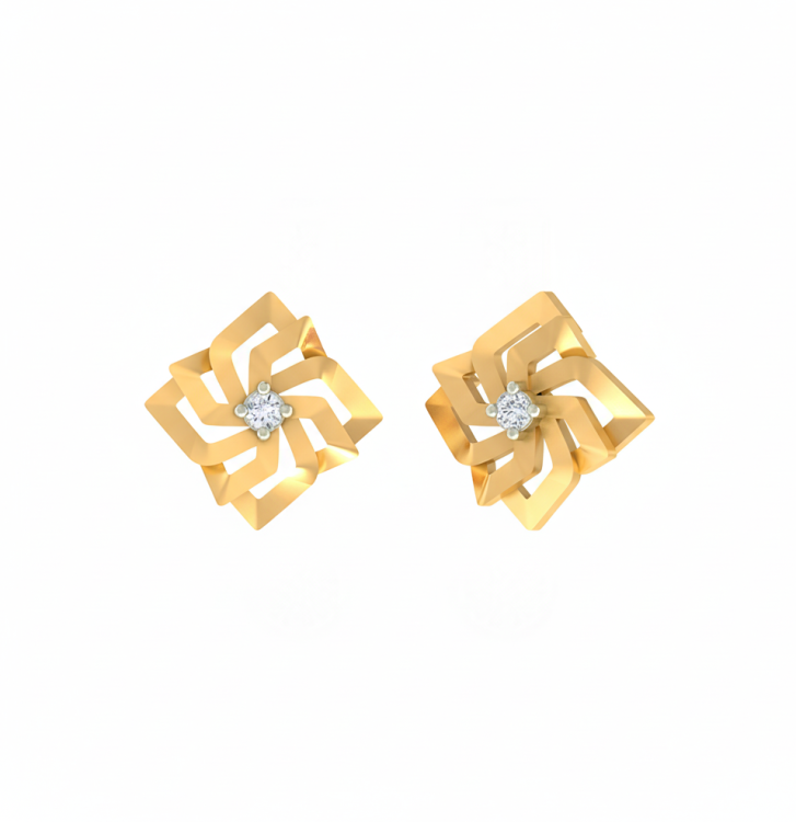Kinetic Windmill Diamond Stud Earrings