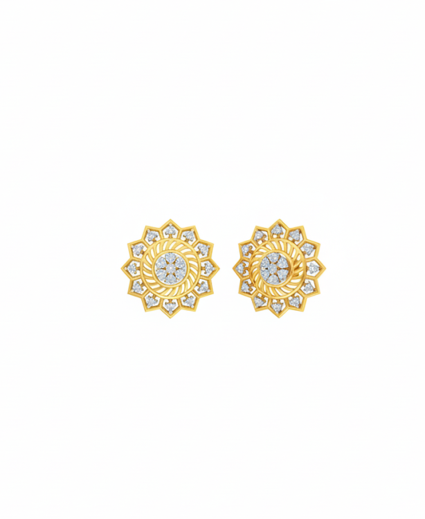 Celestial Bloom Diamond Stud Earrings