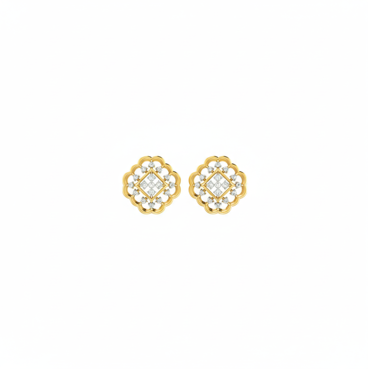 Filigree Floral Diamond Studs
