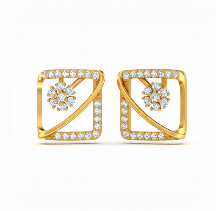 Ribbon Diamond Frame Studs