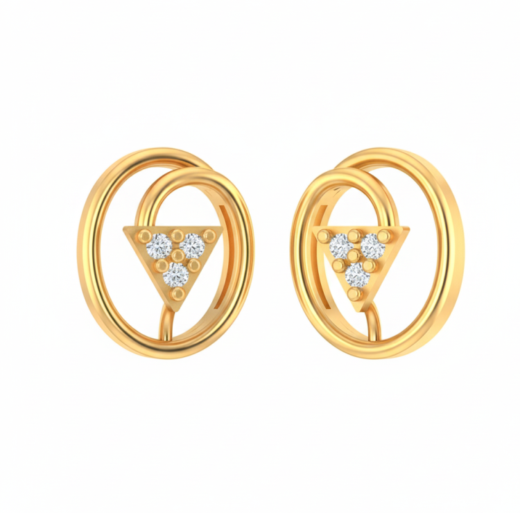 Contemporary Orbit Diamond Stud Earrings