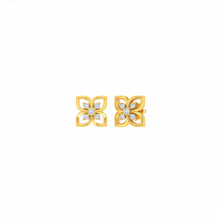 Blossoming Diamond Stud Earrings