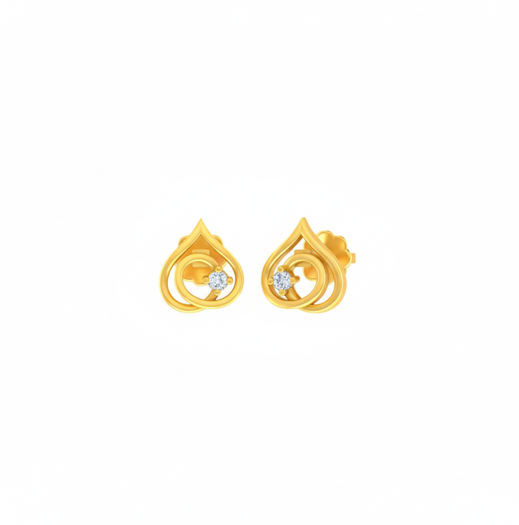 Teardrop Swirl Diamond Stud Earrings