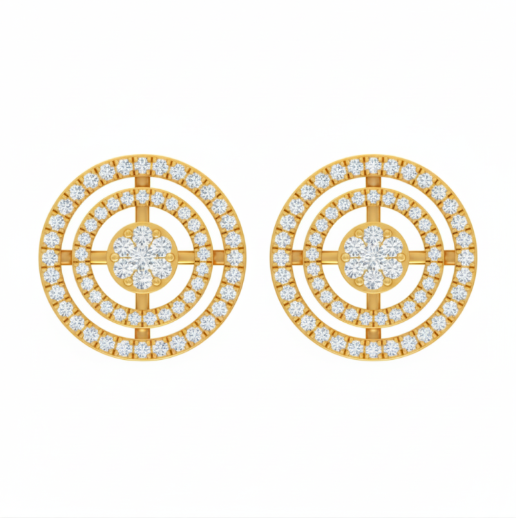 Concentric Halo Diamond Studs